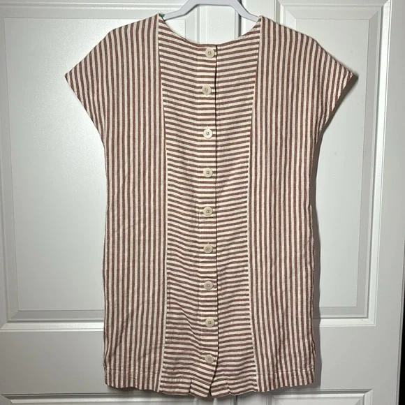 Madewell Rust Stripe Play Button-Back Tee Dress - Picture 2 of 4